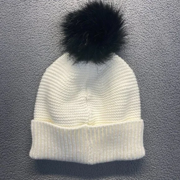 Hurley Women’s Cream Knit Beanie with PomPom One Size Thermal,Outdoor  New - Picture 6 of 8